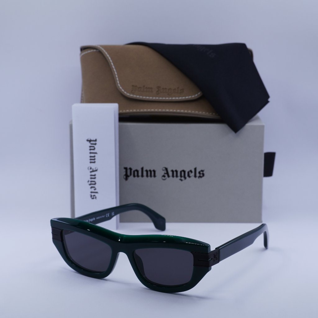 Palm Angels Peri10e Claire 5507 Cat Eye Sunglasses - Green/Dark Grey